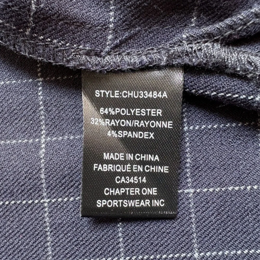 RACHEL‎ ZOE Open Front Knit Blazer Jacket Navy Blue Windowpane Check Preppy S